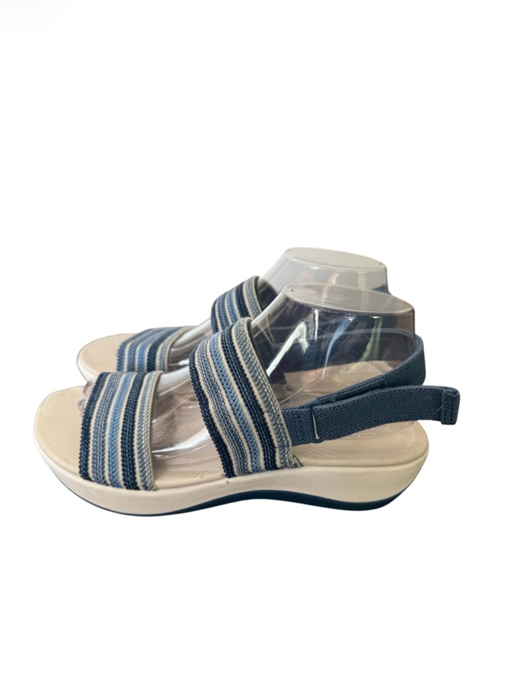 Clarks Cloudsteppers Arla Stroll Women’s Blue Striped Comfort Sandals-Size 7.5 W - Picture 4 of 14